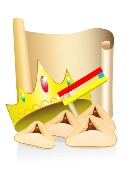 Gâteaux Pourim et couronne avec place pour le texte — Image vectorielle