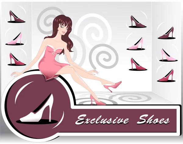 Girl for shoes shop — Stock Vector