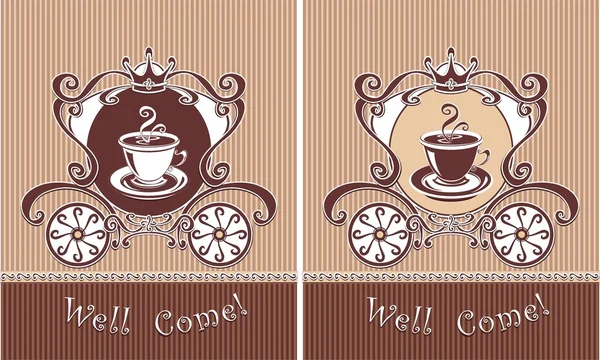 Königliche Tasse Kaffee oder Tee in der Kutsche — Stockvektor