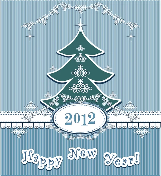 Mavi zemin üzerine Retro mutlu yeni yıl — Stok Vektör