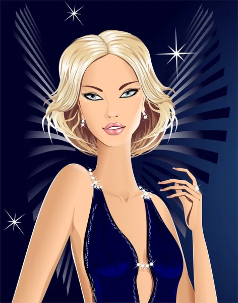 Belle fille blonde ange — Image vectorielle