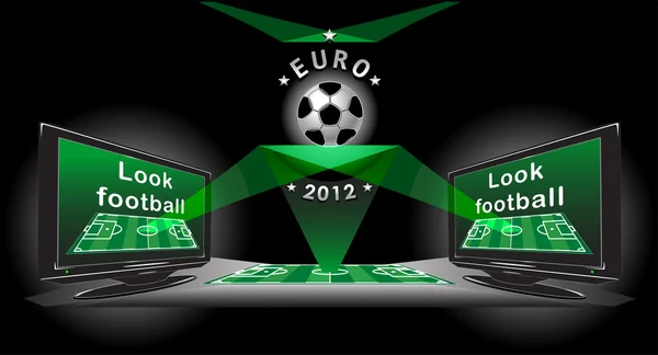 Póster publicitario EURO 2012 o campeonato de fútbol de demostración — Vector de stock