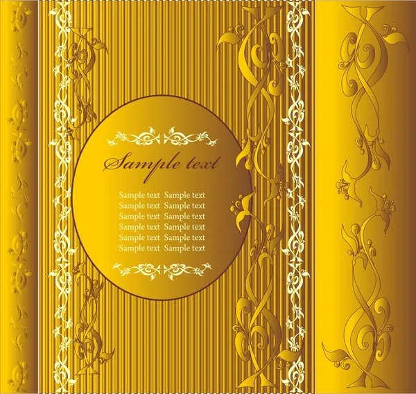 Рамка с цветочным орнаментом в золотом цвете — стоковый вектор