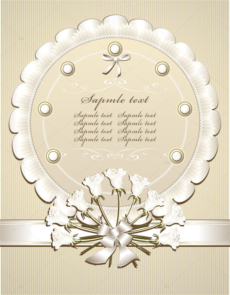 Wedding Congratulation or Invitation with white roses