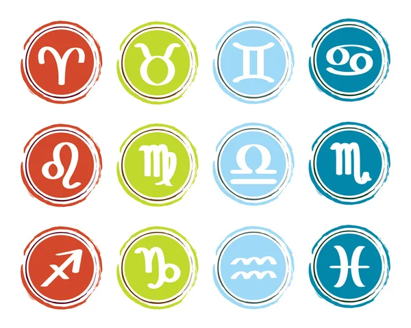 Horoscope zodiac signs, set of icons, vector illustration — Stock Vector