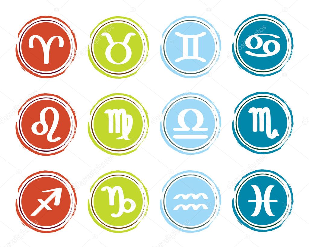 Horoscope zodiac signs, set of icons, vector illustration