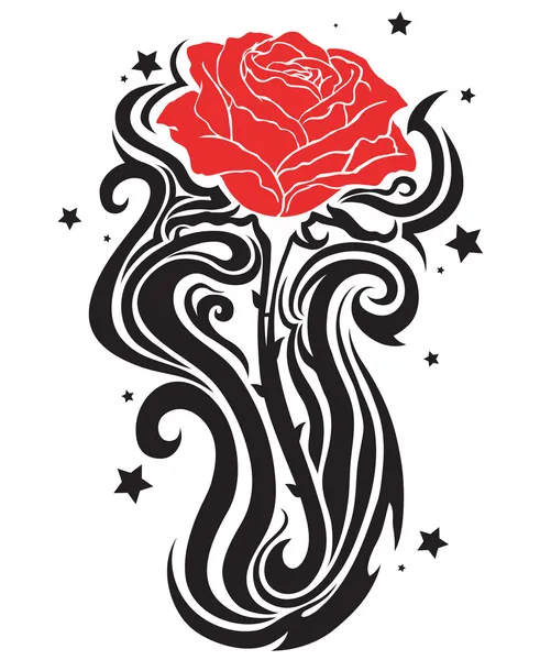 Tatouage rose élégant — Image vectorielle
