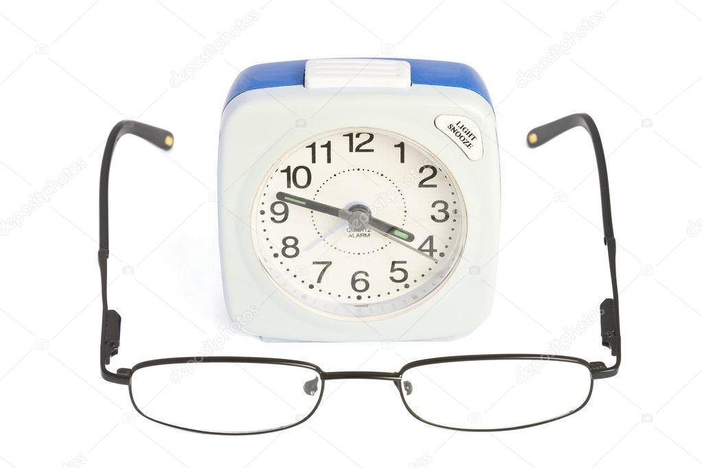Alarm clock and glasses