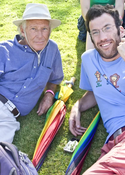 Male couple at Gay Pride Parade — Stock Photo, Image