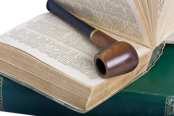 Old books and pipe — Stock Photo, Image