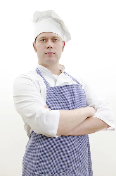 Retrato de cozinheiro chefe bonito com braços cruzados — Fotografia de Stock