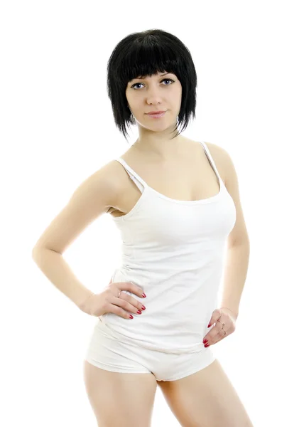 Retrato de mujer fitness. Aislado sobre fondo blanco . —  Fotos de Stock