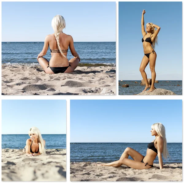Urlaub auf See Collage. bestehend aus vier Fotos. — Stockfoto
