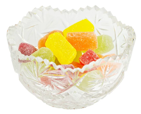 Crystal vase with jelly candies — Stock Photo, Image