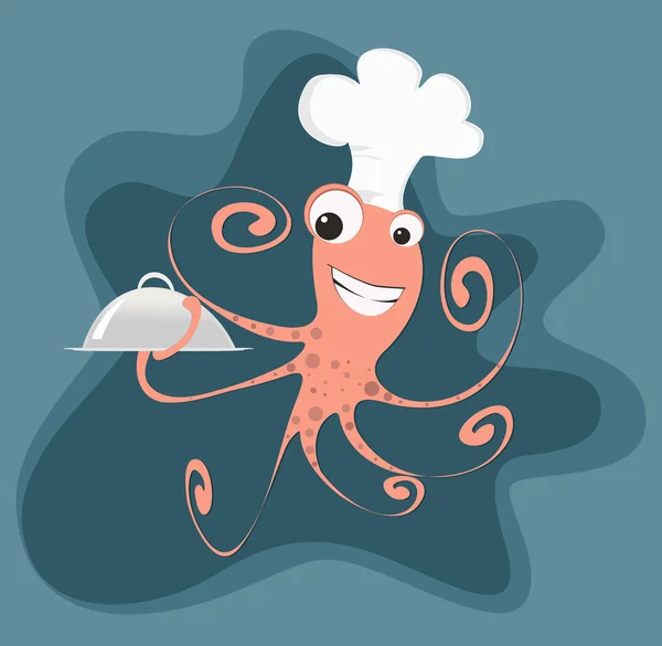 Cartoon octopus chef-kok — Stockvector