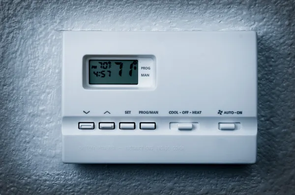 Beyaz duvar termostat — Stok fotoğraf