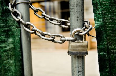 Lock and Chain on Gate clipart