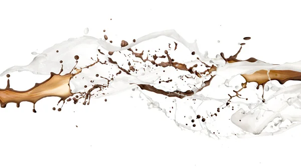 Mjölk och choklad splash — Stockfoto