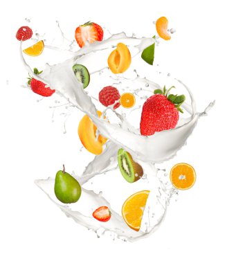 Mix fruits in splash clipart