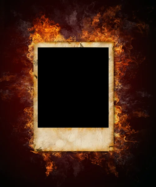 Burning photo frame — Stock Photo, Image