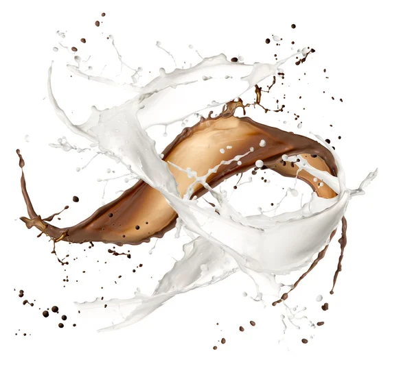 Splash mleka i czekolady — Zdjęcie stockowe
