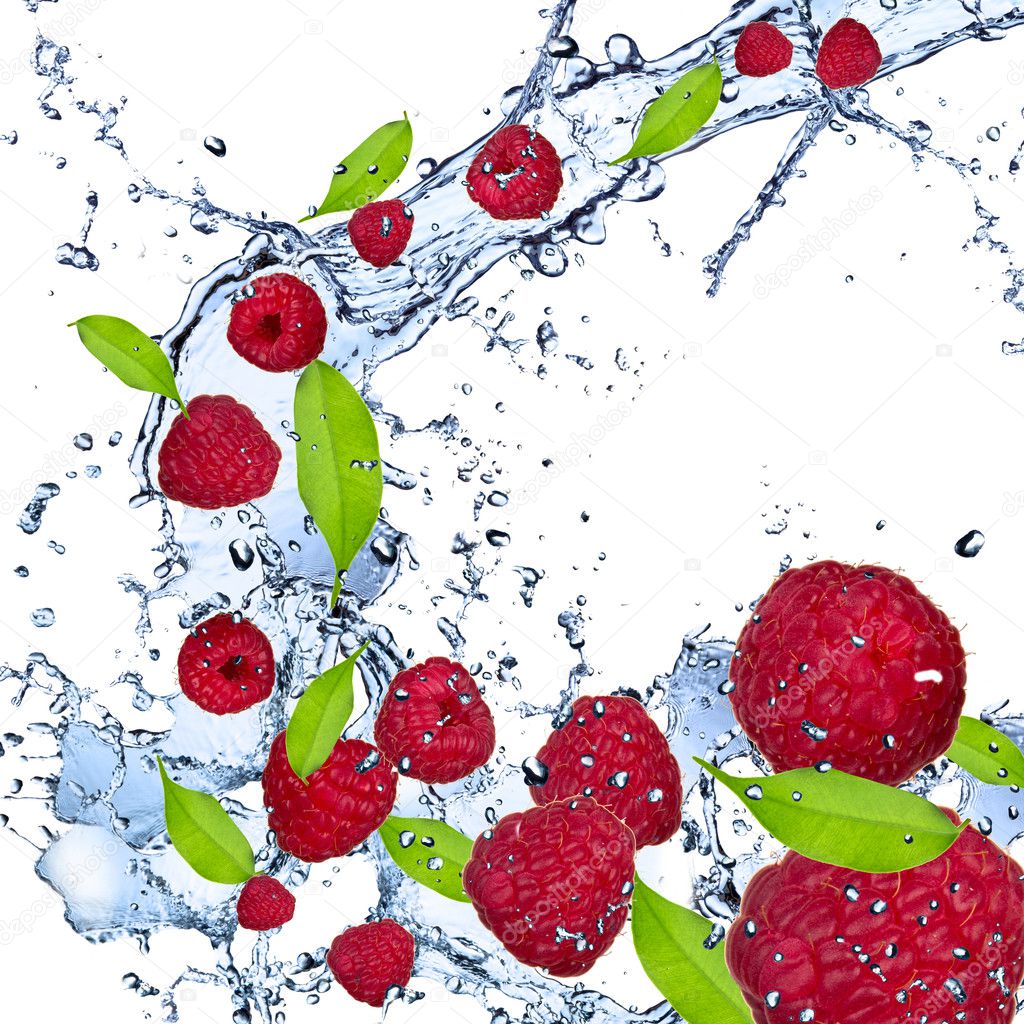 Raspberries splash
