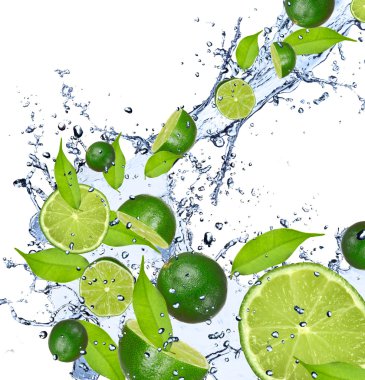 Limes in splash clipart
