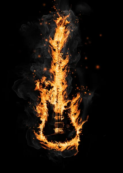 Guitarra fuego — Foto de Stock