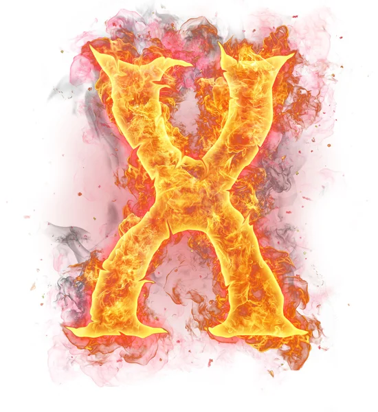 Oheň písmeno "x" — Stock fotografie