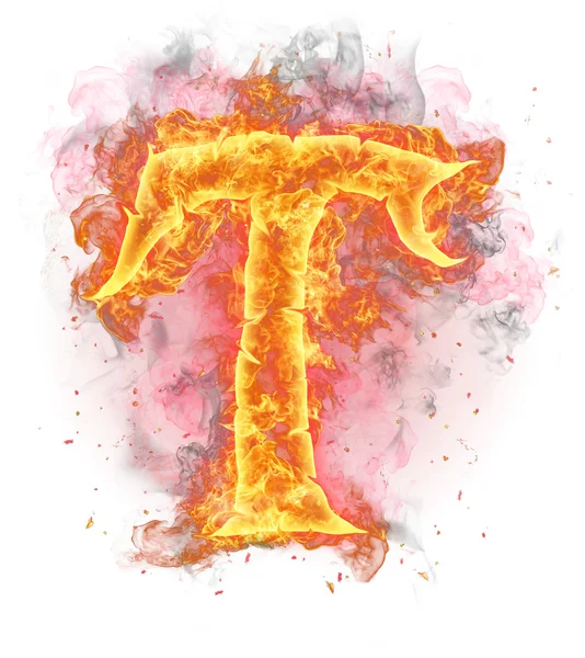 Ogień literę "t" — Zdjęcie stockowe