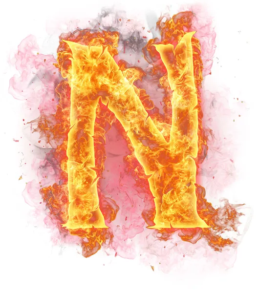 Fire letter "n" — Stock Photo, Image