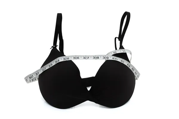 Black Bra with a measuring tape — Stock Photo, Image