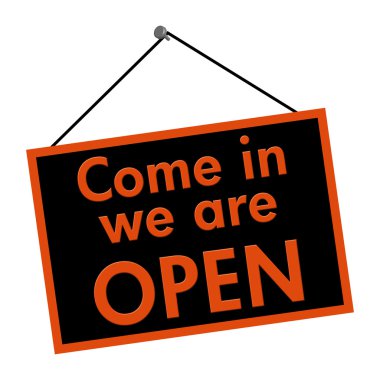 Come in we are open sign clipart