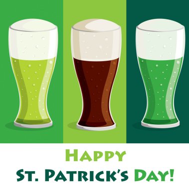 Happy Saint Patrick's Day beer card in vector format. clipart