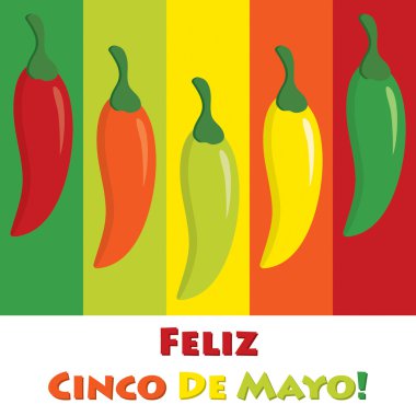 Cinco de mayo chili biber tebrik kartları Vektör formatında.