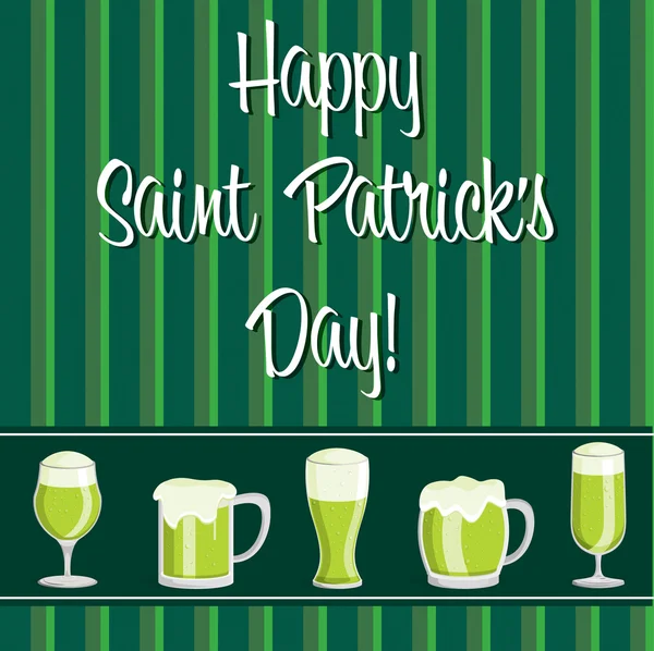 "Happy Saint Patrick's Day" beer card in vector format — Stock Vector