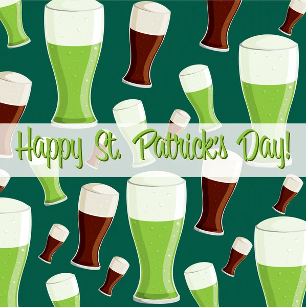 "Happy Saint Patrick's Day" beer card in vector format. — Stock Vector