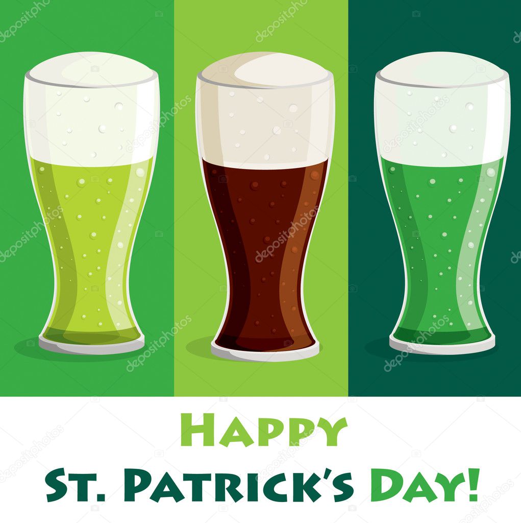 Happy Saint Patrick's Day beer card in vector format.