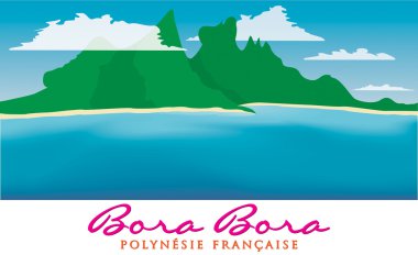 Otemanu mountain of Bora Bora, French Polynesia in vector format. clipart