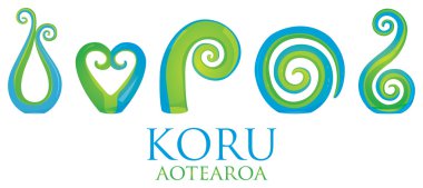 cam maori koru curl süsler kümesi.