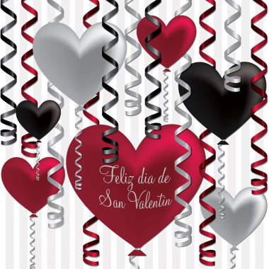 Spanish Happy Valentine's Day balloon card in vector format. clipart