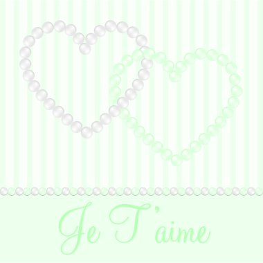 White and mint green inter linked pearl heart card in vector format. clipart