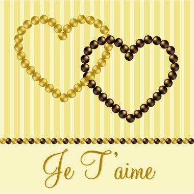 Gold inter linked pearl heart card in vector format. clipart