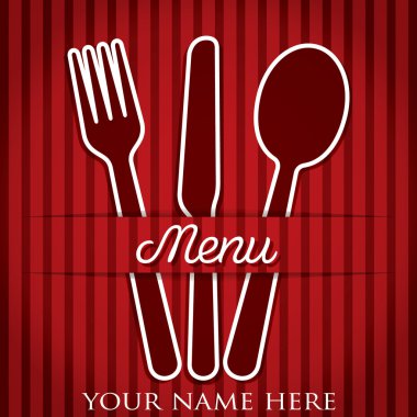 Cutlery theme paper cut out menu in vector format. clipart