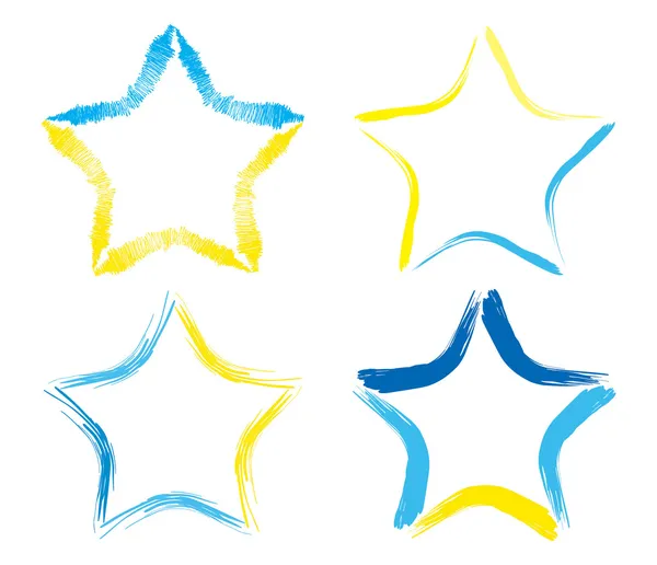Großer Stern aus kleinen, handgezeichneten Sternen auf weißem Hintergrund im Vektorformat. — Stockvektor