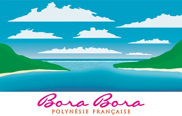 Montanha Otemanu de Bora Bora, Polinésia Francesa em formato vetorial . — Vetor de Stock