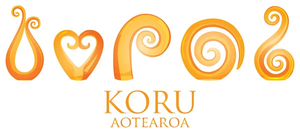 A set of glass Maori Koru curl ornaments. — Stock Vector