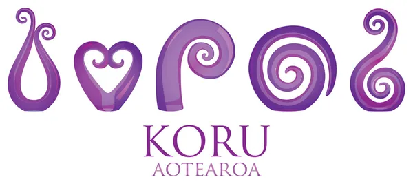Zestaw szkła Maorysów koru curl ozdoby. — Wektor stockowy