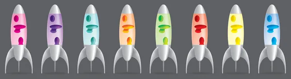 Lampes à lave de style fusée rétro au format vectoriel . — Image vectorielle