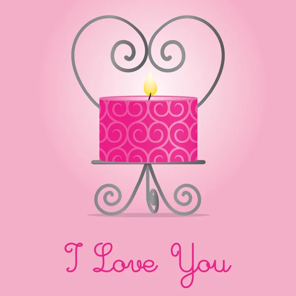 "I Love You "candle and holder card design — стоковый вектор